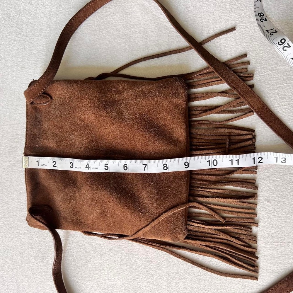 Brown Genuine Leather Suede Margot Fringe Crossbody Boho Hippie Ren Faire Y2K - Picture 7 of 8